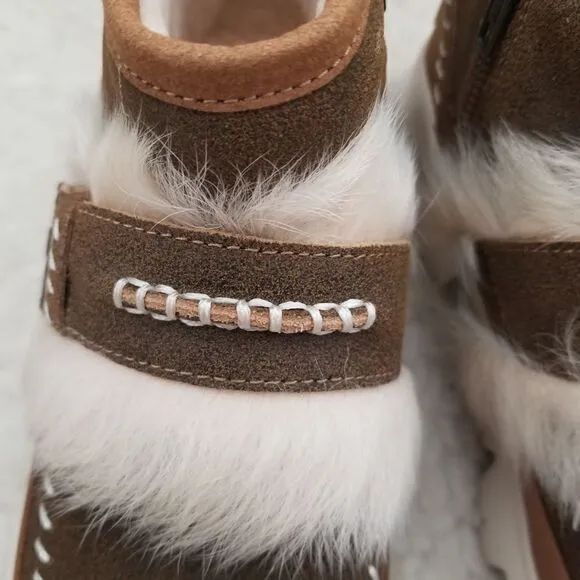 UGG Fluff Punk Women's Suede Shearling Ankle Boots in Chestnut Size 6 NEW