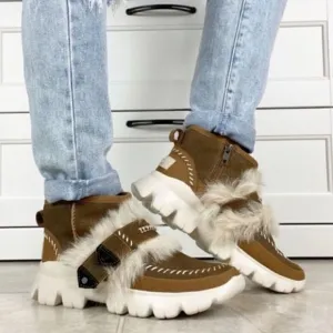UGG Fluff Punk Women's Suede Shearling Ankle Boots in Chestnut Size 6 NEW