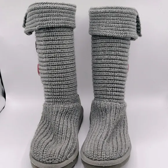 UGG Gray Knit Kids Rain &amp; Snow Boots