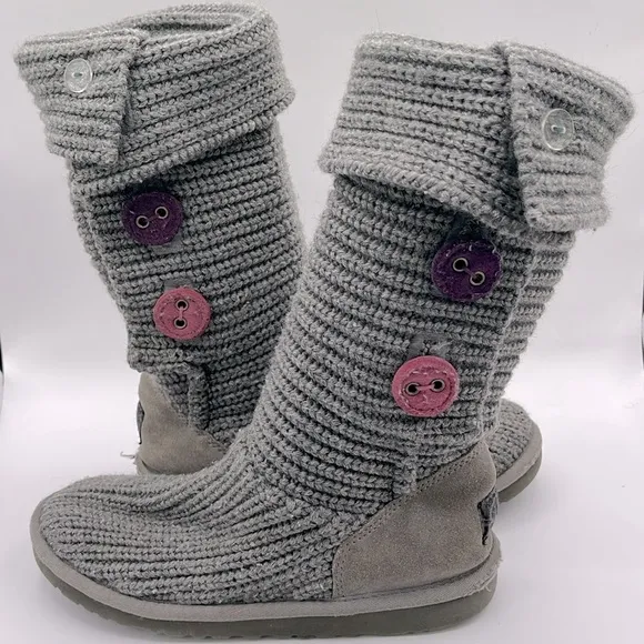 UGG Gray Knit Kids Rain &amp; Snow Boots
