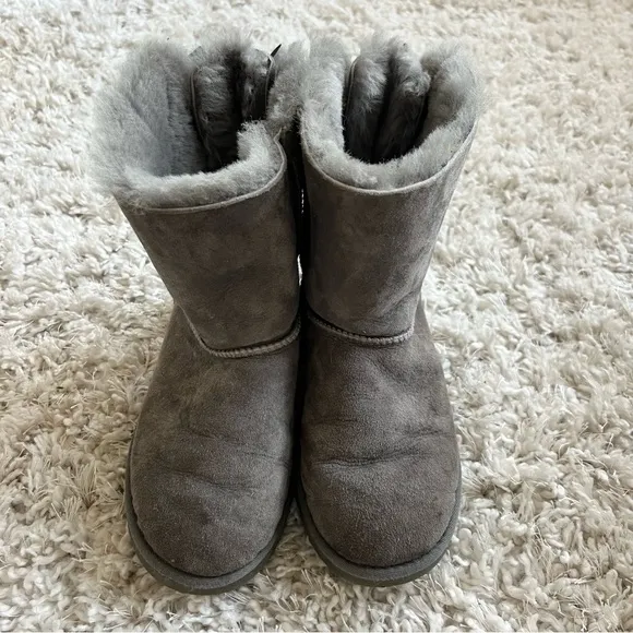 UGG Gray Shearling Boots with Bows