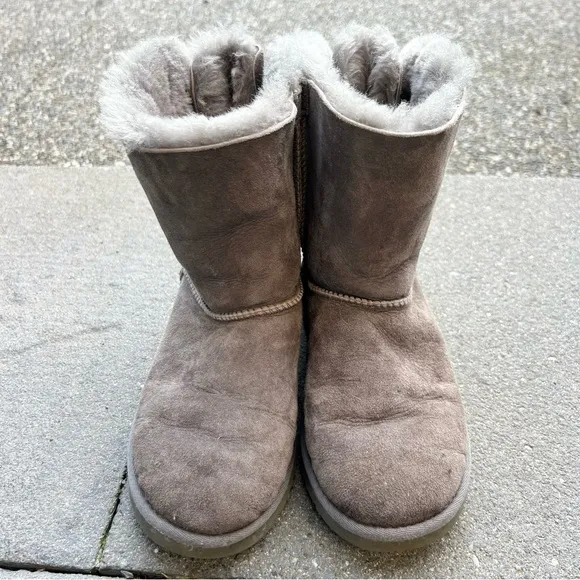 UGG Gray Shearling Boots with Bows