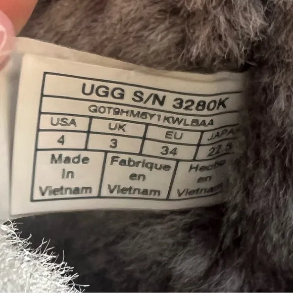 UGG Gray Shearling Boots with Bows