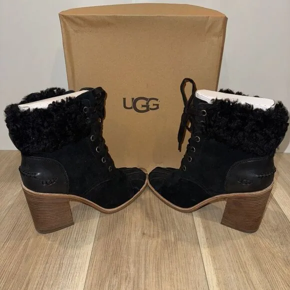 UGG Jaxson Suede &amp; Shearling Women's Boots SZ 10 In Excellent Condition With Box