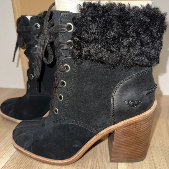 UGG Jaxson Suede &amp; Shearling Women's Boots SZ 10 In Excellent Condition With Box