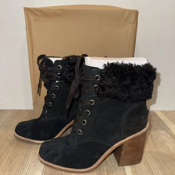 UGG Jaxson Suede &amp; Shearling Women's Boots SZ 10 In Excellent Condition With Box