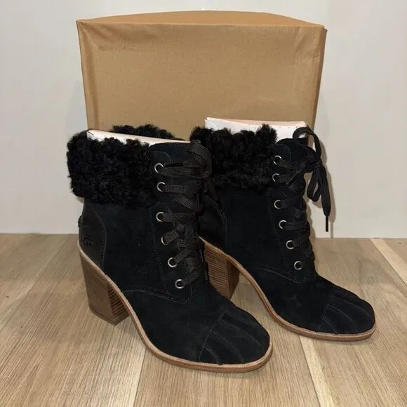 UGG Jaxson Suede &amp; Shearling Women's Boots SZ 10 In Excellent Condition With Box