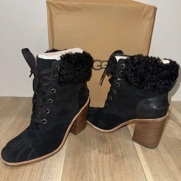 UGG Jaxson Suede &amp; Shearling Women's Boots SZ 10 In Excellent Condition With Box