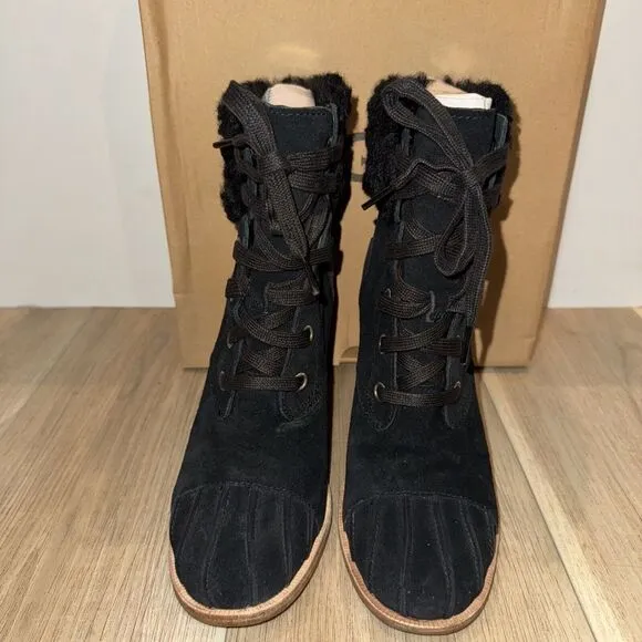 UGG Jaxson Suede &amp; Shearling Women's Boots SZ 10 In Excellent Condition With Box