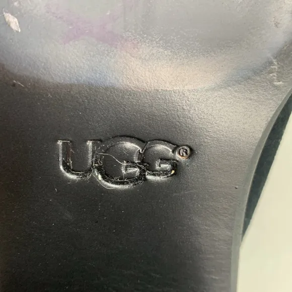 UGG Jerene black suede leather shearling lined lace-up heeled boots