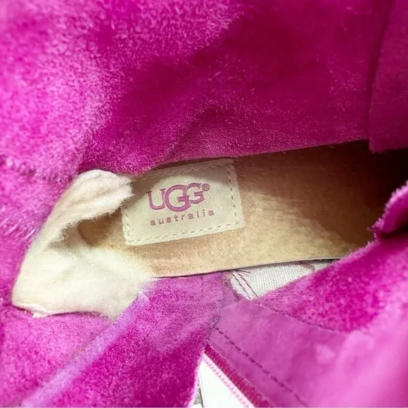 UGG Kaysa Pink Moccasin Suede Leather Fringe Boots Size Women's 4