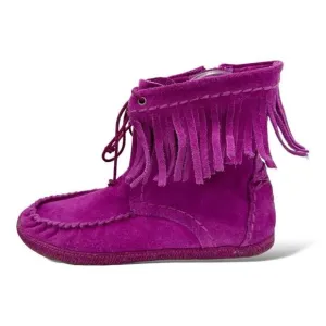 UGG Kaysa Pink Moccasin Suede Leather Fringe Boots Size Women's 4