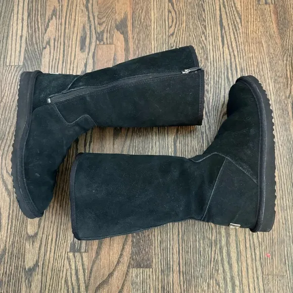 UGG Kenly Black Sheepskin Zip Tall Winter Boots Kids 5