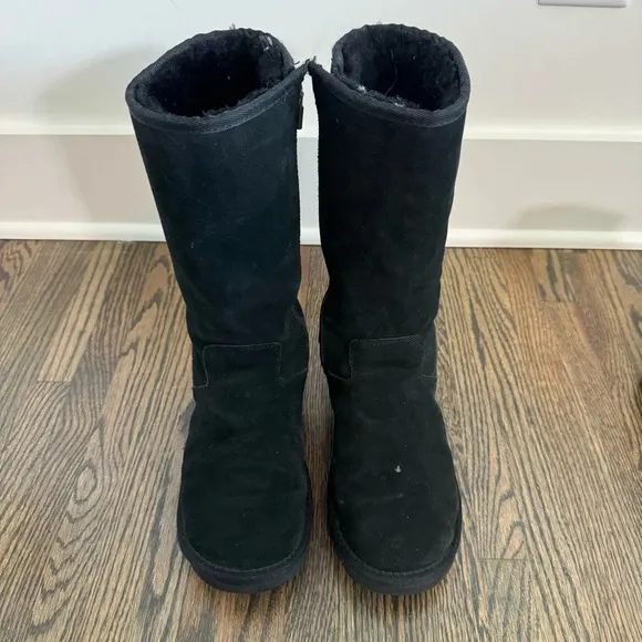 UGG Kenly Black Sheepskin Zip Tall Winter Boots Kids 5