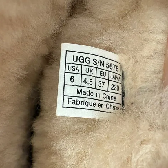 Ugg Kensington EUC Pull On Two Buckle Brown Nubuck Shearling Mid Calf Boots 6