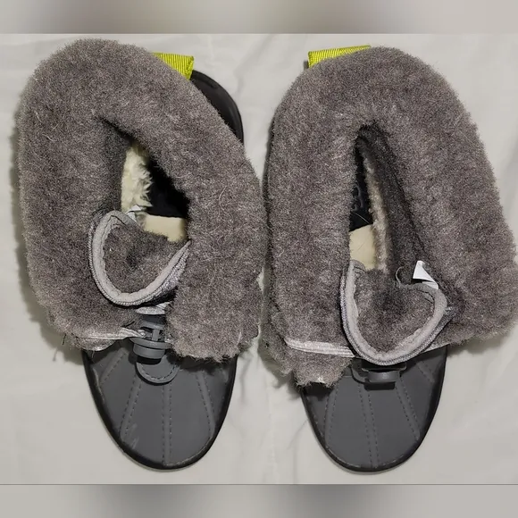 UGG Kids Butte II Gray Winter Boots with Fur Trim
