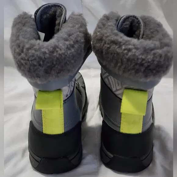 UGG Kids Butte II Gray Winter Boots with Fur Trim