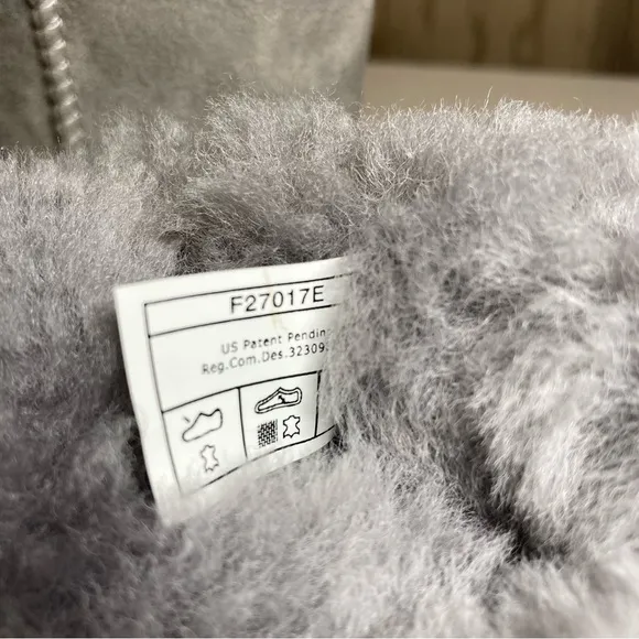 UGG Kids Pala Toddler Girl's 9 Gray Suede Sheepskin Wool Pull On Ribbon 1017737K