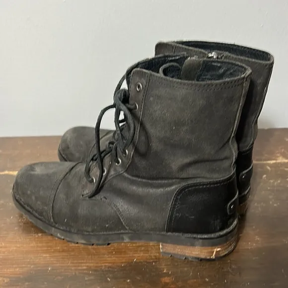 UGG Kilmer II Black Water-resistant Leather Combat Short Boots Size 11 Women