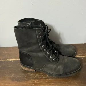 UGG Kilmer II Black Water-resistant Leather Combat Short Boots Size 11 Women
