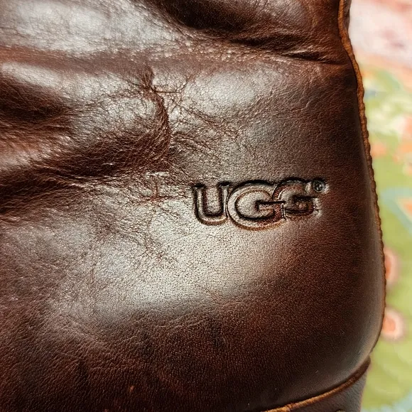 UGG Lynnea Leather Shearling Wood Clog Boots | Size 6