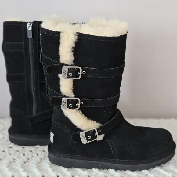 UGG Maddi II Black Shearling Lined Boots Size 4