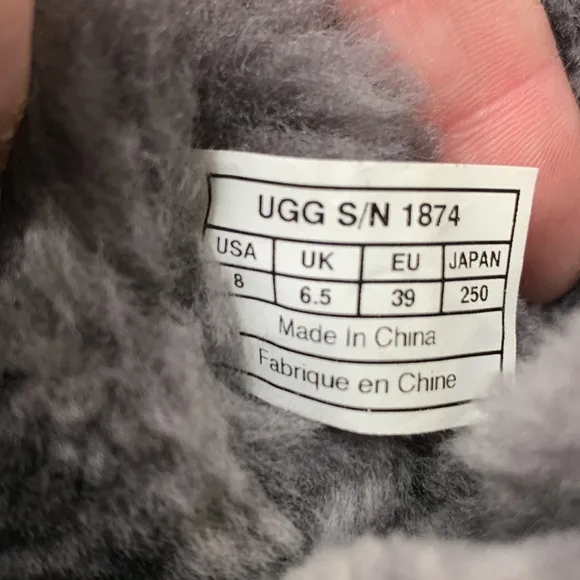 UGG metallic gray swirl print shearling lined mid-calf suede boots