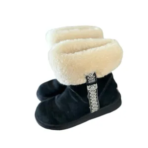 UGG Metro Tas Sheepskin Suede Leather Sherpa Shearling Black Boots