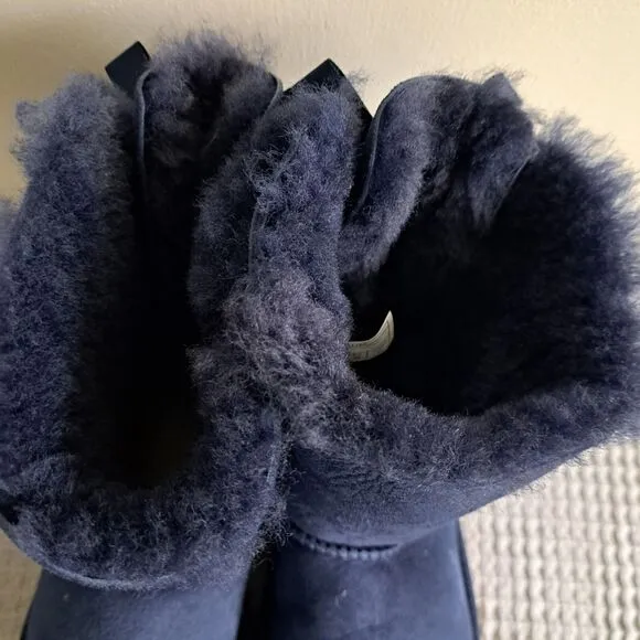 UGG Mini Bailey Bow II Navy Blue Kids Girls 4 Boots