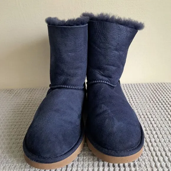 UGG Mini Bailey Bow II Navy Blue Kids Girls 4 Boots