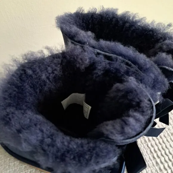 UGG Mini Bailey Bow II Navy Blue Kids Girls 4 Boots