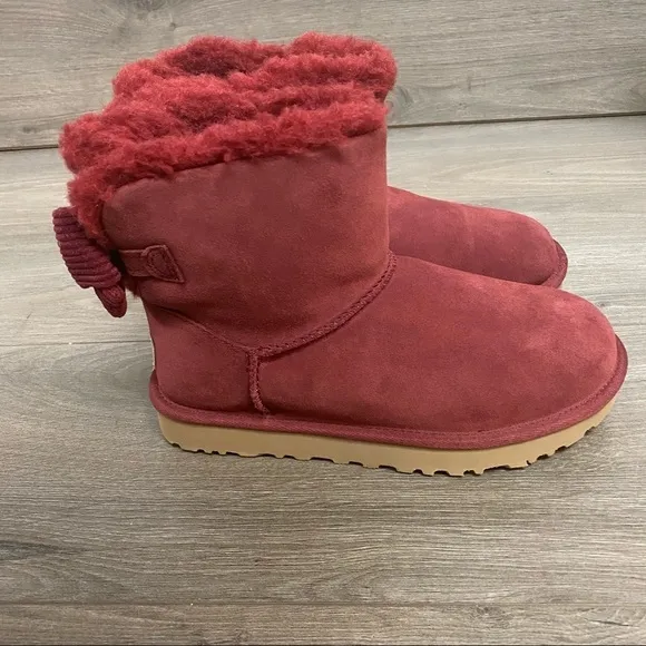 UGG | Mini Bailey Corduroy Bow Boots Kiss Red Size 6 New