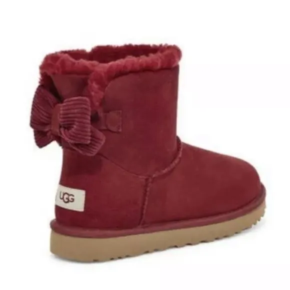 UGG | Mini Bailey Corduroy Bow Boots Kiss Red Size 6 New
