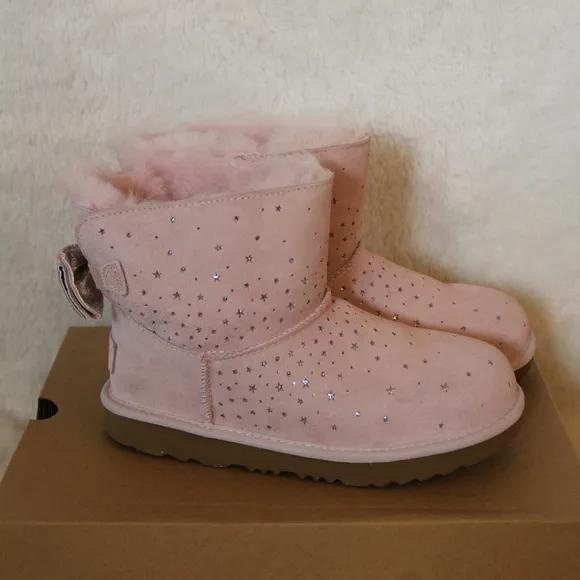 UGG‎ MINI BOW II SPARKLE BOOTS NEW! PINK