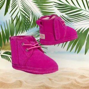 UGG Neumel Baby Girl Shearling Boots in Rock Rose Size 4/5 (12-18 Months) NEW