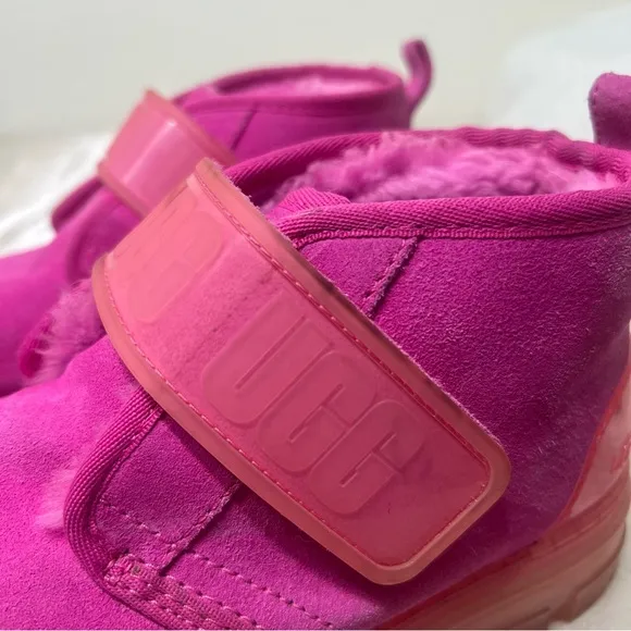UGG Neumel Clear Chukka Boot Hot Pink Suede Wool Shearling Lined Size 8