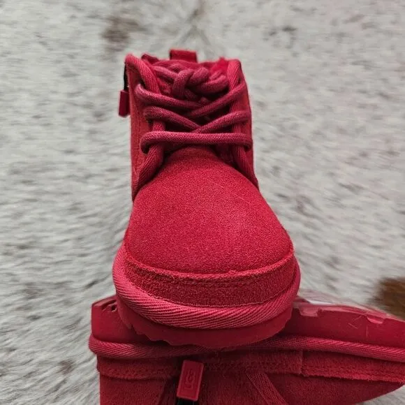UGG Neumel II Toddler Boy or Girl Shearling Chukka Boots in Red NEW