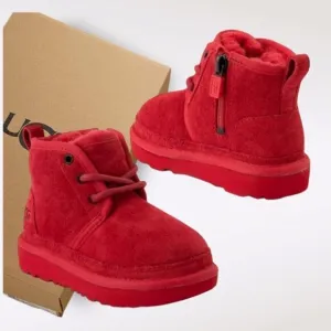 UGG Neumel II Toddler Boy or Girl Shearling Chukka Boots in Red NEW