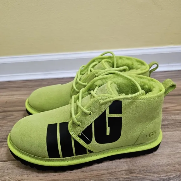 UGG Neumel Suede Chopd Chukka Boots  Key Lime &amp; Black, US 10