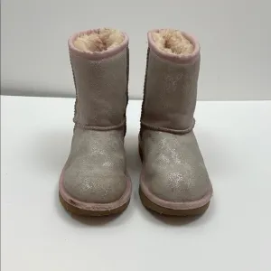 UGG Pink and Cream Shearling Boots