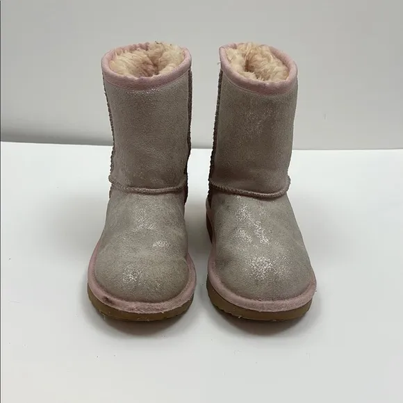 UGG Pink and Cream Shearling Boots
