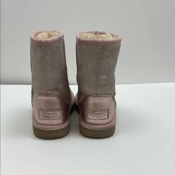 UGG Pink and Cream Shearling Boots