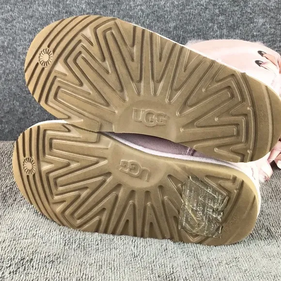 UGG Pink Shearling Boots with Bows Sz 2