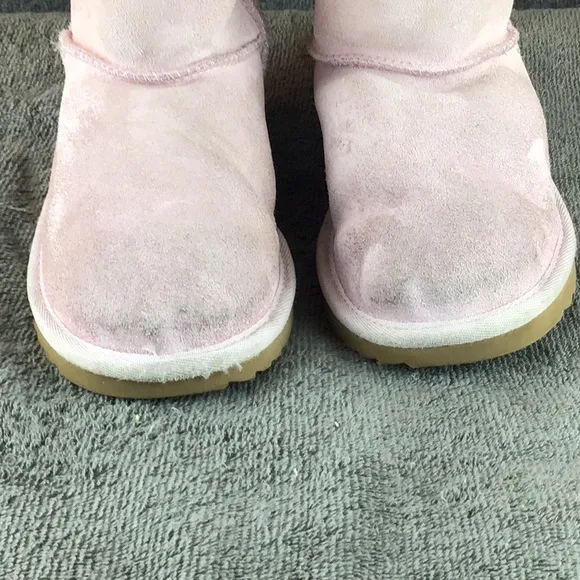 UGG Pink Shearling Boots with Bows Sz 2