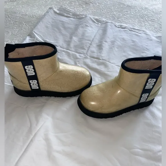 UGG PVC Ankle Chelsea Boots rain girls 👧🏻 shearling  winter beige waterproof