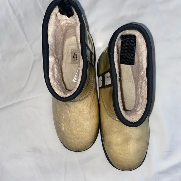 UGG PVC Ankle Chelsea Boots rain girls 👧🏻 shearling  winter beige waterproof