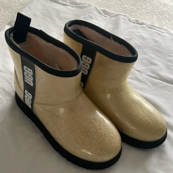 UGG PVC Ankle Chelsea Boots rain girls 👧🏻 shearling  winter beige waterproof