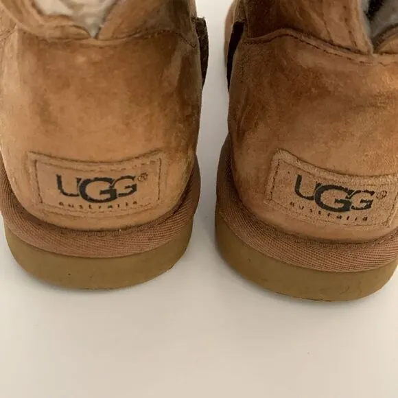 UGG Remora chestnut suede leather ankle boots shearling wool lined size 6