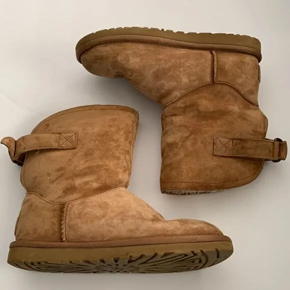 UGG Remora chestnut suede leather ankle boots shearling wool lined size 6