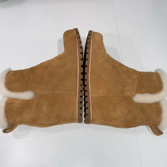 UGG Seyline Shearling-Trimmed Suede Wedge Boots Size 7.5